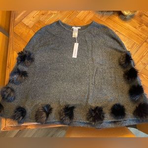 Chico’s Fur Pom Pom Poncho